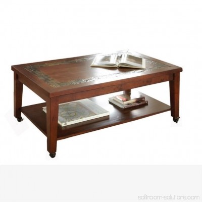Steve Silver Company Davenport Slate Cocktail Table with Locking Casters